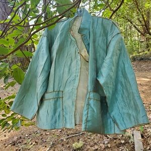 Silk Jacket, Turquoise Copper Reversible